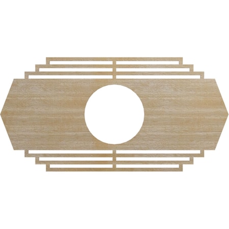 Ekena Millwork Chrysler Wood Fretwork Pierced Ceiling Medallion, Birch, 28"W x 14"H x 7 3/8"ID x 1/4"T CMWP28X14X0250CSBI